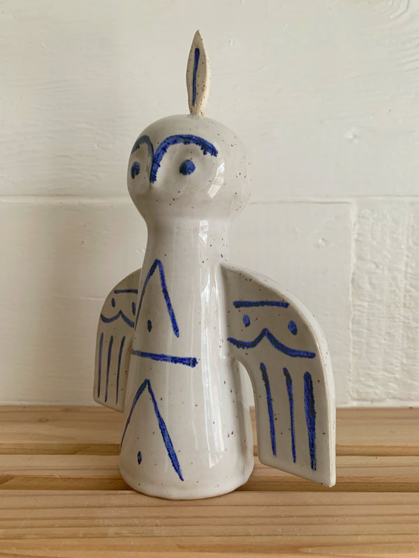 Cobalt and white Owl Protector