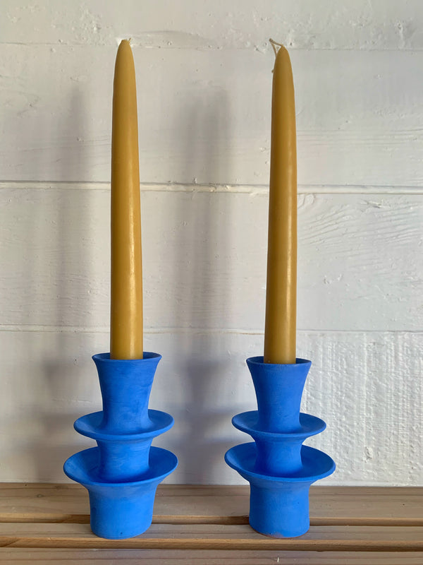 Two tiered Electric Blue candle stick holders