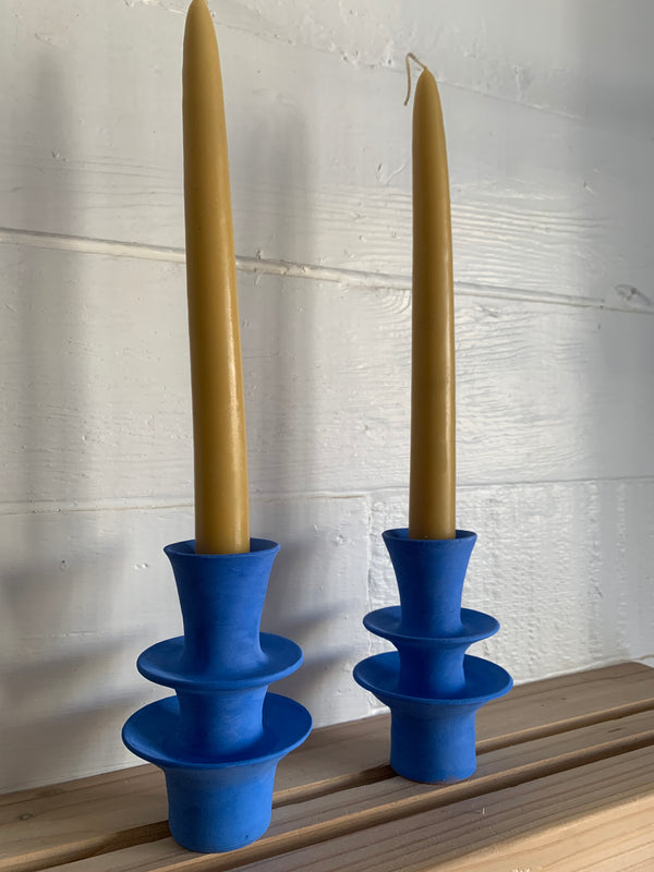 Two tiered Electric Blue candle stick holders