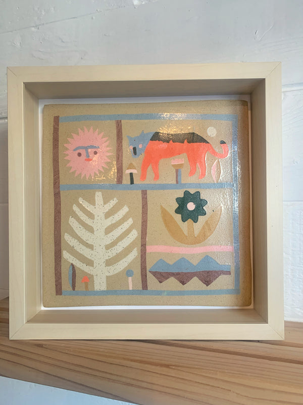 Inlay Color clay panel ‘Mountain Lion’ with framed shadow box