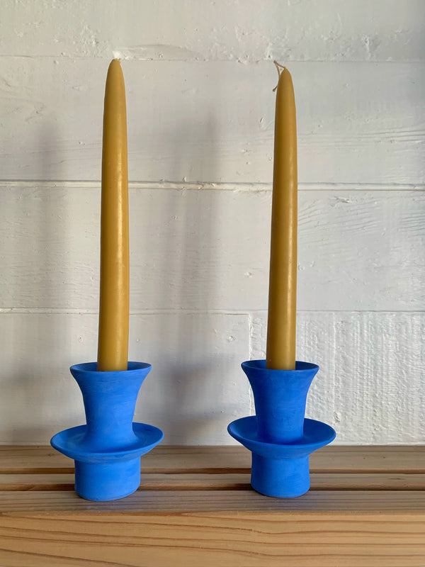 One tier short Electric Blue candle stick holders