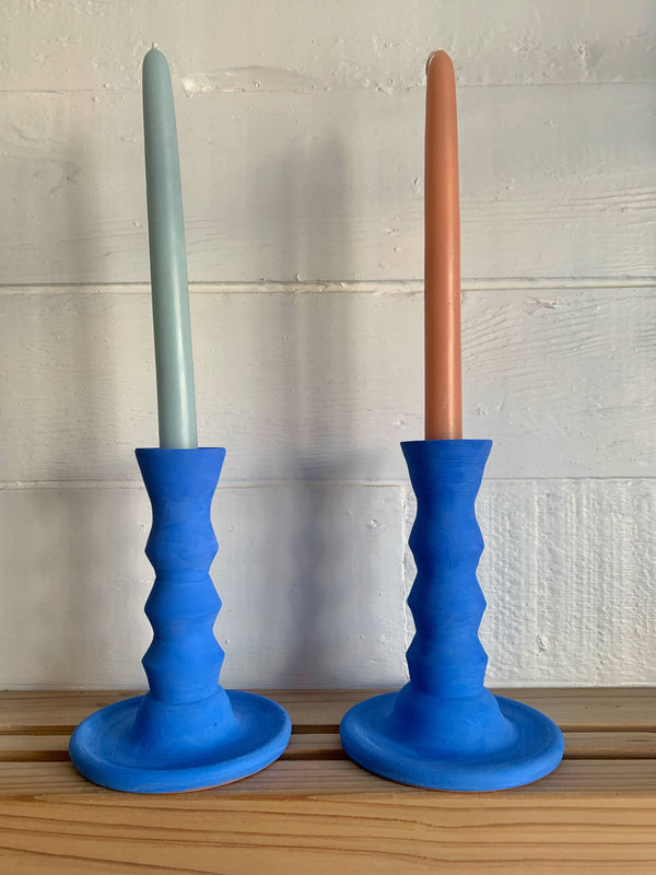 Electric Blue candle stick holders