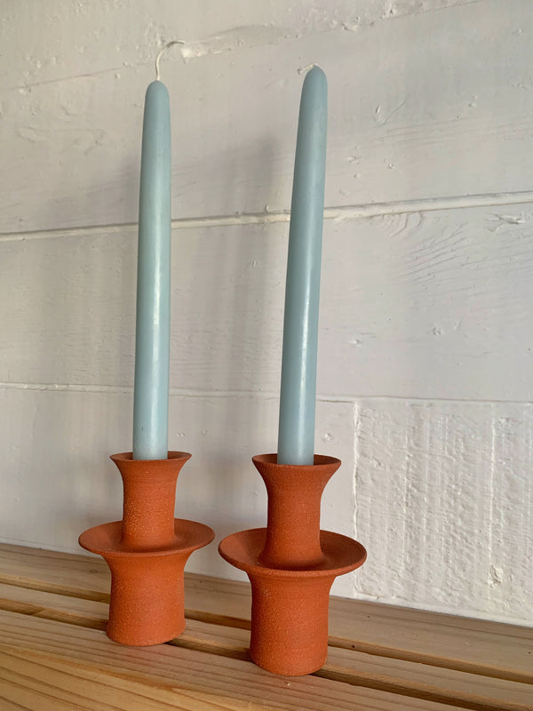 One tier red clay candle stick holders