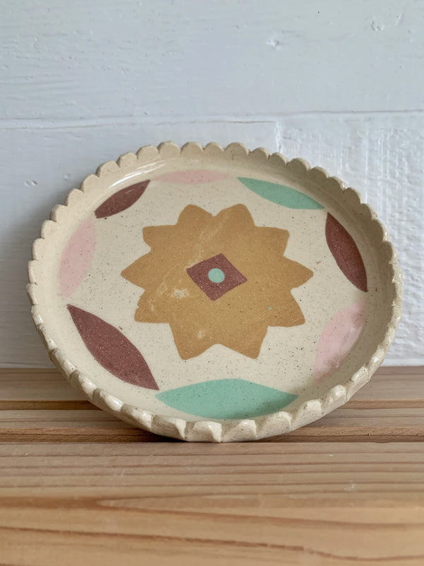 Ochre Flower dish 5.75”