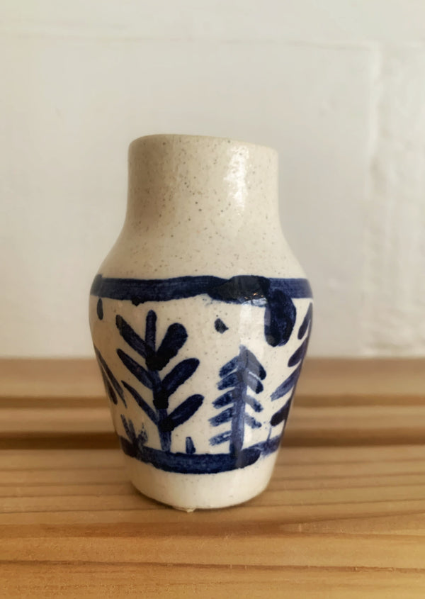 Tiny blue and white vase